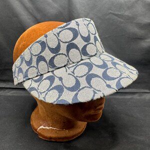 Coach Signature Jacquard Canvas Visor - Navy/Gray One Size